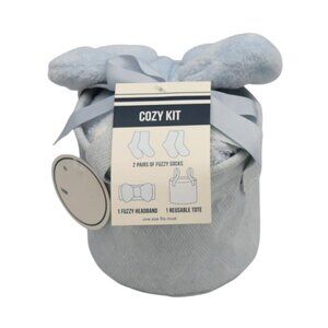 Cozy Kit With 2 Fuzzy Socks 1 Headband Reusable Tote Blue One Size Fits Most